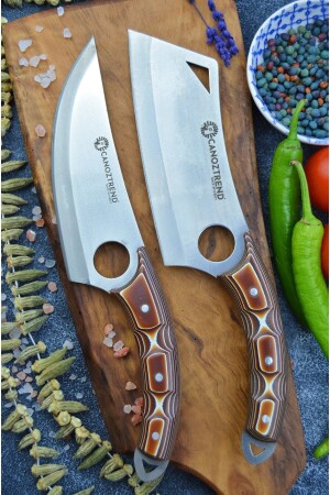MNZ-Manualmade 2-pack Verzalit Line Model و Viking Model Chef Kitchen Knife لحوم الخبز الخضروات سكين الفاكهة VRZLTST2 - CANOZTREND