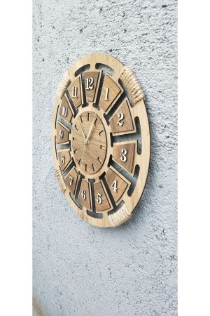 MNZ-Maple Jute String Decorative Wooden Wall Clock إيكاست - hediyekolisi