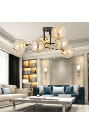 مزارة النبيذ (MNZ-Maral) 6-قطعة سوداء ذهبية عسل زجاجية صالة نوم حديثة صالة نوم ريترو صالة حية شمعة 3548-06- - Apliqa