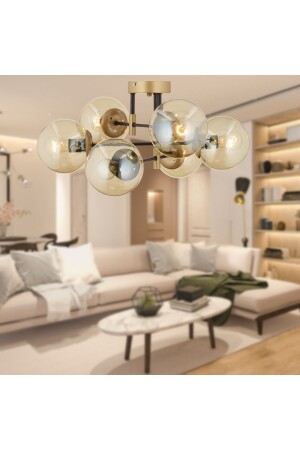 MNZ-Maral 6-piece Black Antique Honey Glass غرف النوم الحديثة للشباب غرفة المعيشة الراجعية شمعة 3548-06-FR - Apliqa