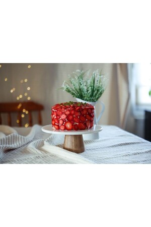 MNZ-Marble 25 سم لوحة عرضية بيضاء مستديرة مع ساقات خشبية مخروط MRB00084 - Akayev