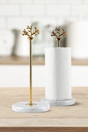 MNZ-Marble Gold Paper Towel Holder نابكين هولدر حمام هولدر منشفة طاولة المطبخ منظمة - Alm Home