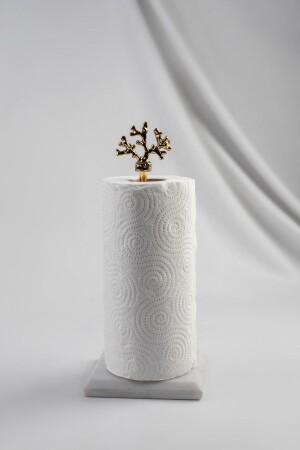 MNZ-Marble Roll Paper Towel Holder ذهبية، مادة معدنية ذات ملف تعريف عصا MERALP2030 - MERALP