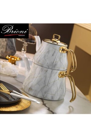MNZ-Marble White Marble-Granite Teapot Set MBB02TK - Brioni
