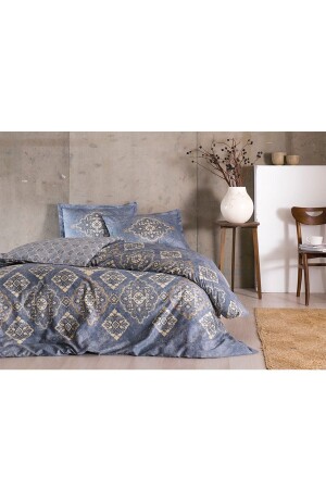 MNZ-Marilla Navy Blue Double Cotton Satin Duvet Cover Set 740-60277570 - Taç