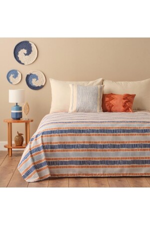 MNZ-Marin Cooper Cotton Double Printed Piqué Blue (200X220 CM) TYC00814052638 - Bella Maison