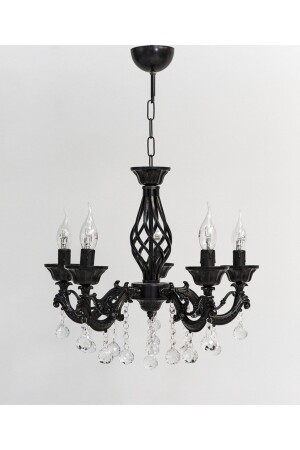 MNZ-Marine 5 Arm Cast Black Stone Chandelier 6885 - Berk Avize