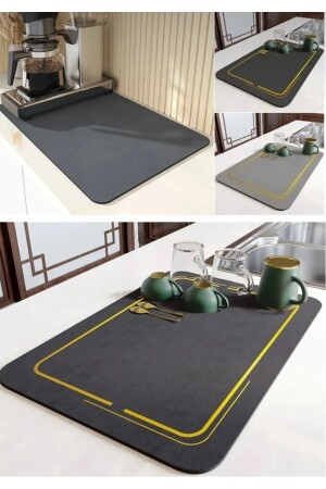 مقلاة جفاف الأطباق MNZ-MAT مشروب جفاف الأطباق الأسود مقلاة الأطباق السوبر المبتلعة 35x50 - M Mimoza Park