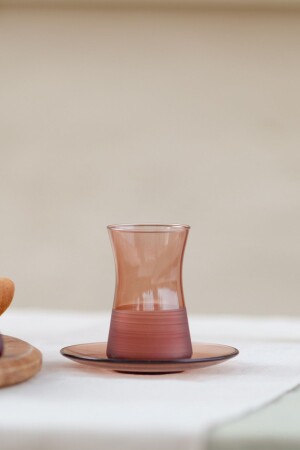 MNZ-Matte 12 قطعة شاي مجموعة براون 170 cc - Rakle