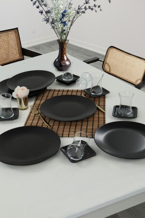 مجموعة الشاي الأسود من طراز MNZ-Matte 18 قطعة لـ 6 أشخاص CEYIZPAKETIMATSIYAH0000018 - Keramika