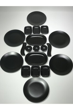 (MNZ-Matte Black) 19 قطعة وجبة إفطارية لـ 6 أشخاص - GULHANILE