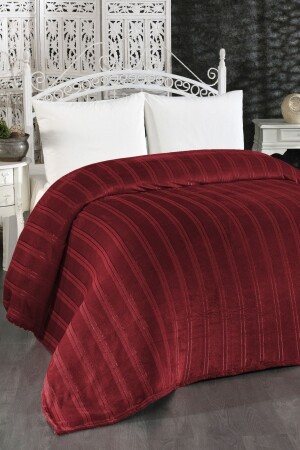 مادة MNZ-Mayer Supersoft Soft غطاء مزدوج 180x230 سم كلاريت الأحمر Q-YAT-91518 - Evlen Home Collection