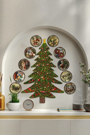 MNZ-MDF شجرة النخيل العام الجديد مجموعة بدون إطار دائرة قطع 11 قطعة عام جديد مجموعة طلاء MDF الطباعة 12x12 - Özcanlar Çerçeve