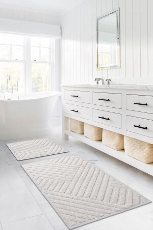 كريم MNZ-Medea 2 قطعة قطعة قطعة قطن حمام المياه مجموعة 60x100 60x50 8594 - Koza Home