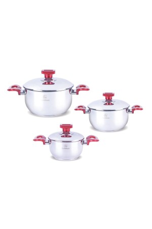 مجموعة حاويات الصلب من MNZ-MEDIUM 16 CM-18CM-20 CM BY5002 - BYKARDELEN