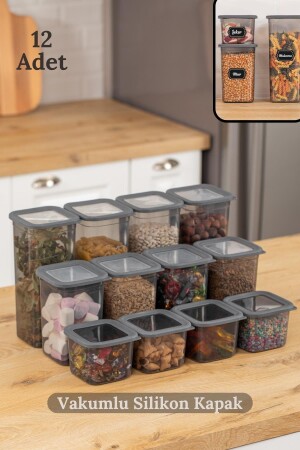 حاوية تخزين الغذاء من MNZ-Mega مجموعة من 12 حاوية سيليكون فارغة - 4x(0). 65 ليت - 1. 3 ليت - HMNV-12ANTR - HOMENIVA