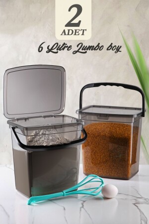 MNZ-Mega Size 2 Piece مربع دقيق وخضروات الحلوى حاوية (6 لتر) - حاوية صندوق تخزين المياه مع معقب 2 قطع TYC00 - Kitchen Life