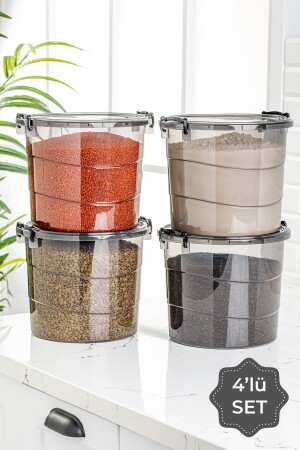 MNZ-Mega Size 4 Piece Round Flour and Legumes حاوية 7 ليترات - حاوية صندوق تخزين للمياه مع معقبلة الأنتراكيت - Vienev