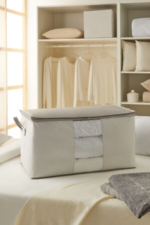 (MNZ-Mega Size Window Stuff&Things) شاحنة مقبضات الوسادة ذات الشرائط الرمادية (Hurcu 75x40x40) - Ocean Home Textile