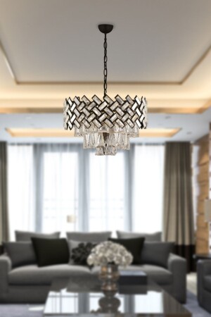 MNZ-Melina Round Black Crystal ، الحجر تصميم عصري كريستال غرفة المعيشة شمعة 3854-06-BL - Apliqa