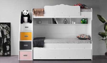 سرير طفل من نوع MNZ-Melodi - مع درجات - Cadde Yıldız