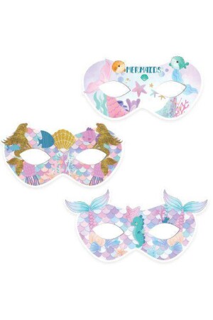 قناع ورقية من طراز MNZ-Mermaid 6 قطع - Parti Dükkanım