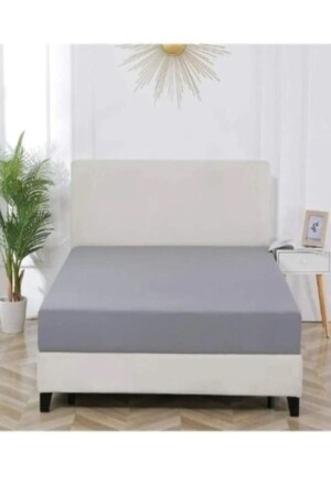 MNZ-Mer-tim King Double Size 180x200 ورقة القطن المرنقة المرنقة - رمادي داكن - Mer-Tim Ezberbozan Ev Tekstili