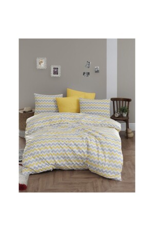 MNZ-Mer-tim مضاعفة لا يمتلكون سدّة غطاء مجموعة القطن Ranforce 200x220 - الصفراء زيغزاج نمط MERTM000592 - mer-tim ezberbozan ev tekstili