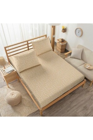 MNZ-Mer-tim القطن Ranforce مزدوج لا يمتد الحليب نجمة القهوة مجموعة ورقة نمط - 240x260 MERTM000368 - mer-tim ezberbozan ev tekstili