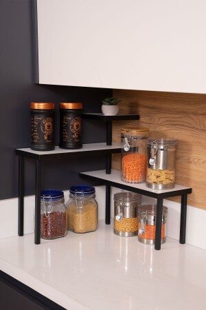 MNZ-Metal خشب مطبخ حمام رصيف الزاوية منظمة رف متعدد الأغراض 3 طبقات رف المطبخ - Milonsa