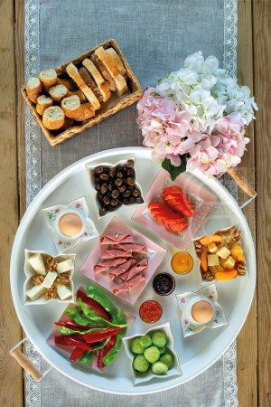 MNZ-Metal 45 سم صندوقة بيضاء دائرة مع مسدس خشبي، صندوقة الإفطار، صندوقة العرض 51CM500ML - kitchen trend