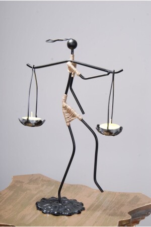 MNZ-Metal Black Decorative Female Figure Candle Holder (مصنوع من المعدن الأسود) - Genel Markalar
