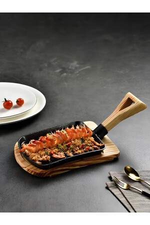 MNZ-Metal Casting Flatbread Pancake Shovel Model Bamboo Plate Grill Pan عرض الخزينة - Vadi