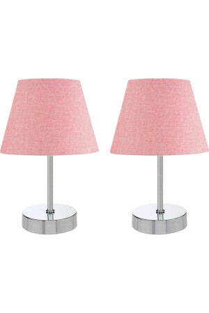 MNZ-Metal Leg 2-piece Lampshade طاولة مصباح مصباح المصابيح Chrome Pink 016 - EvLight