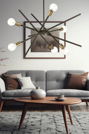 MNZ-Meter 6-piece Black Antique Lampshade Pendant Lamp غرفة النوم الحديثة المطبخ غرفة المعيشة الشنارة 3487-05-BL - Apliqa