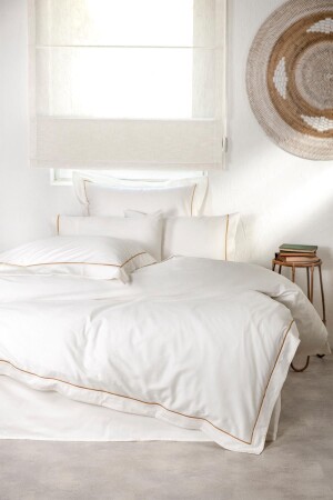 MNZ-Meva King Size Duvet Cover Set 100% عظمية القطن ساتين خليط مشروع 240x220 سم NVRMEV220x240 - Ecocotton