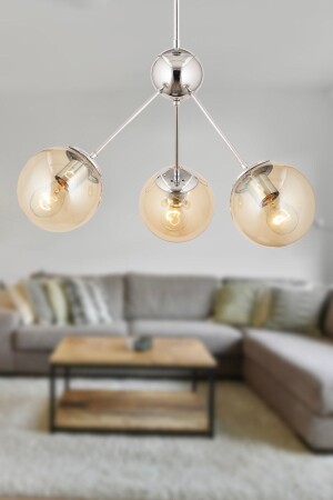 MNZ-Meyo 3-piece Chrome Honey Glass صالة نوم صالة غرفة المعيشة صالة شمعة 3546-03-CH - Apliqa