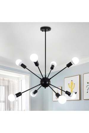MNZ-Mia 8 Li Black Modern Hedgehog Chandelier 0030 - LİVORA LIGHTING