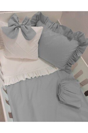 MNZ-Mia Gray Baby Duvet Cover Set 100x150 - Ege Home Decoration&Accessories
