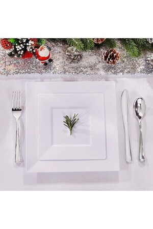 MNZ-Mica White Square Plate 10 قطع PYSL437440957 - Partioutlet