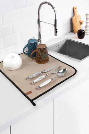 MNZ-Microfiber طبق جفاف المطبخ جفاف الملابس جفاف المطبخ العدادة أعلى بيج - Hamur