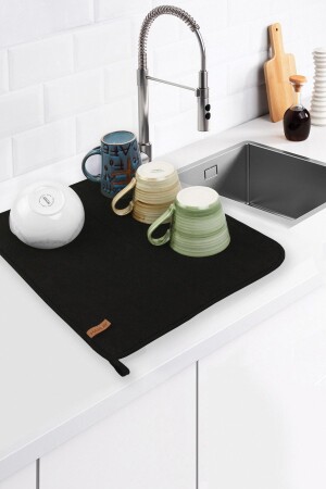 MNZ-Microfiber طبق جفاف المطبخ جفاف الملابس جفاف المطبخ المكتب الأسود - Hamur