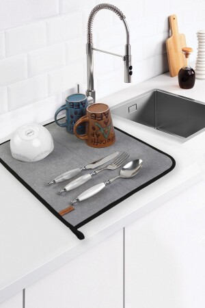 MNZ-Microfiber طبق جفاف المطبخ جفاف الملابس جفاف المطبخ المكتب الرمادي - Hamur