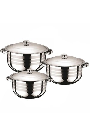 MNZ-Middle 6 Piece Stainless Steel Cookware Set (20 سم،22 سم،24 سم) 2019ST000001097 - Royal
