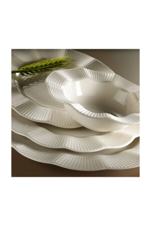 MNZ-Milena 24 قطعة كريم عشاء مجموعة 6 أشخاص MLN24Y20014 - Kütahya Porselen