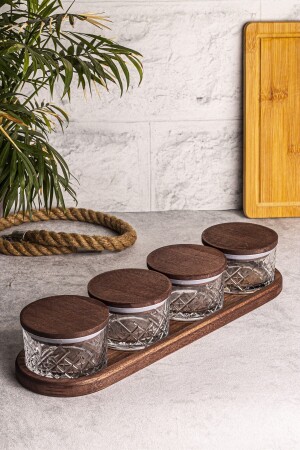 MNZ-Milla 5 قطعة صندوقا الخشبية فراغ الغطاء الزجاجي الإفطار متعدد الأغراض زجاجي خفيفة القهوة 230ml - Snippy