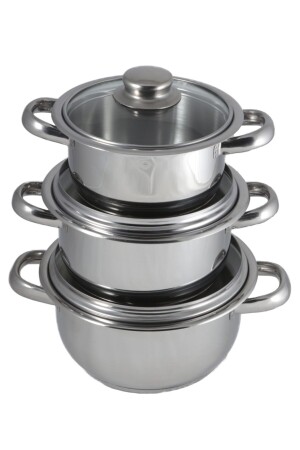 MNZ-Mina 14-16-18 سم كاسيرول مجموعة غطاء الزجاج MINATNCR002 - Sole