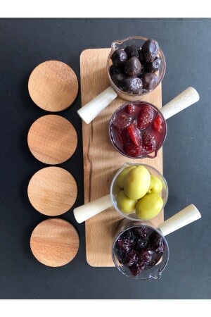 كأس صلصة MNZ-Mini، كأس تركي لذيذ، كأس عرض 4 قطع مع معقب خشبي TYC00741585294 - DİBA AVM