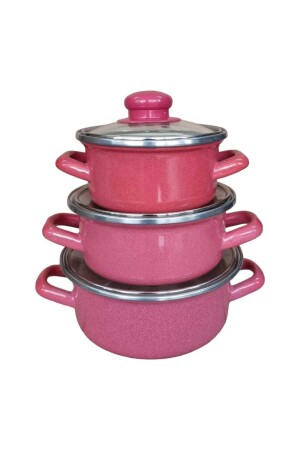 مجموعة من أدوات الطبخ MNZ-Mini Enamel 6 Piece Storage Container Set Red 18022023MEMO-MiniCookwareSet - qussine