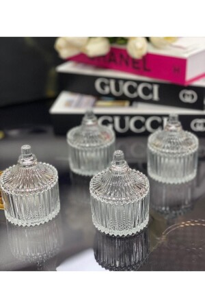 MNZ-Mini Turkish Delight Bowl Sugar Bowl مع غطاء زجاجي، كأس زكر جانب القهوة، 6 قطع MDLİDMD - MZGN ELTA